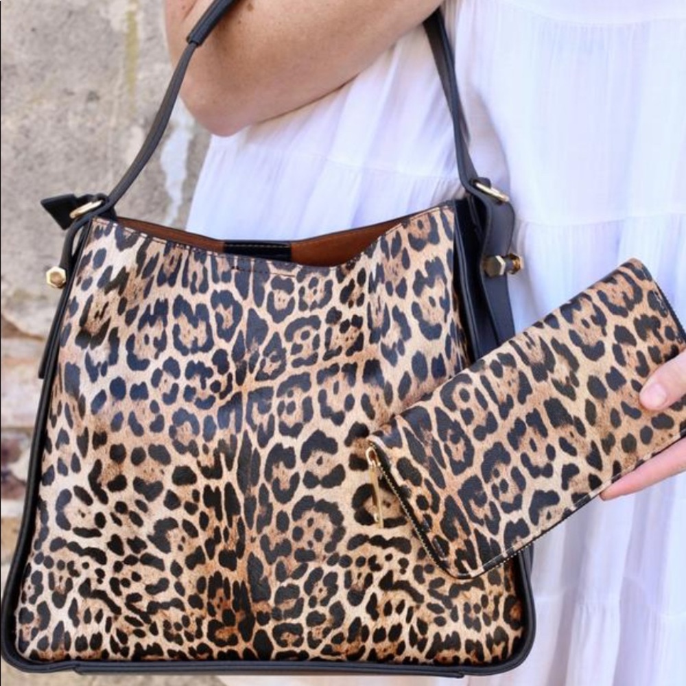 Black & Leopard Bucket Bag